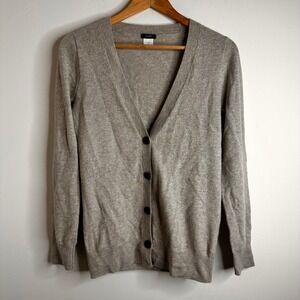 J Crew Womens Cardigan Sweater XS Grey Wool Cashmere V Neck‎ Preppy Academia Y2K